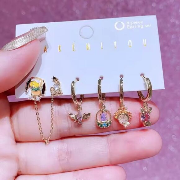 14K Gold Disney Toy Story Theme Stud Mismatched Huggie Hoop Ear… - Picture 4 of 5